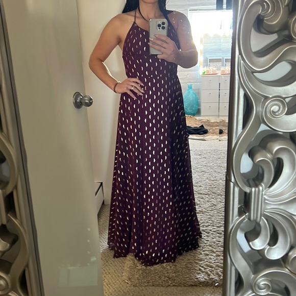 Betsy & Adam Spaghetti Strap Formal Maxi Gown - Picture 2 of 4